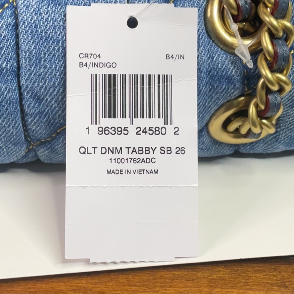 NWT🔥Coach Tabby 26 Light Blue Denim Quilted Shoulder Bag with Chain Strap - Picture 7 of 7